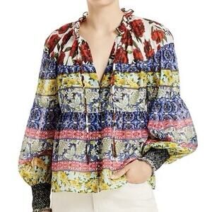 Alice + Olivia Marlyn Floral Printed Blouse Bohemian Size L